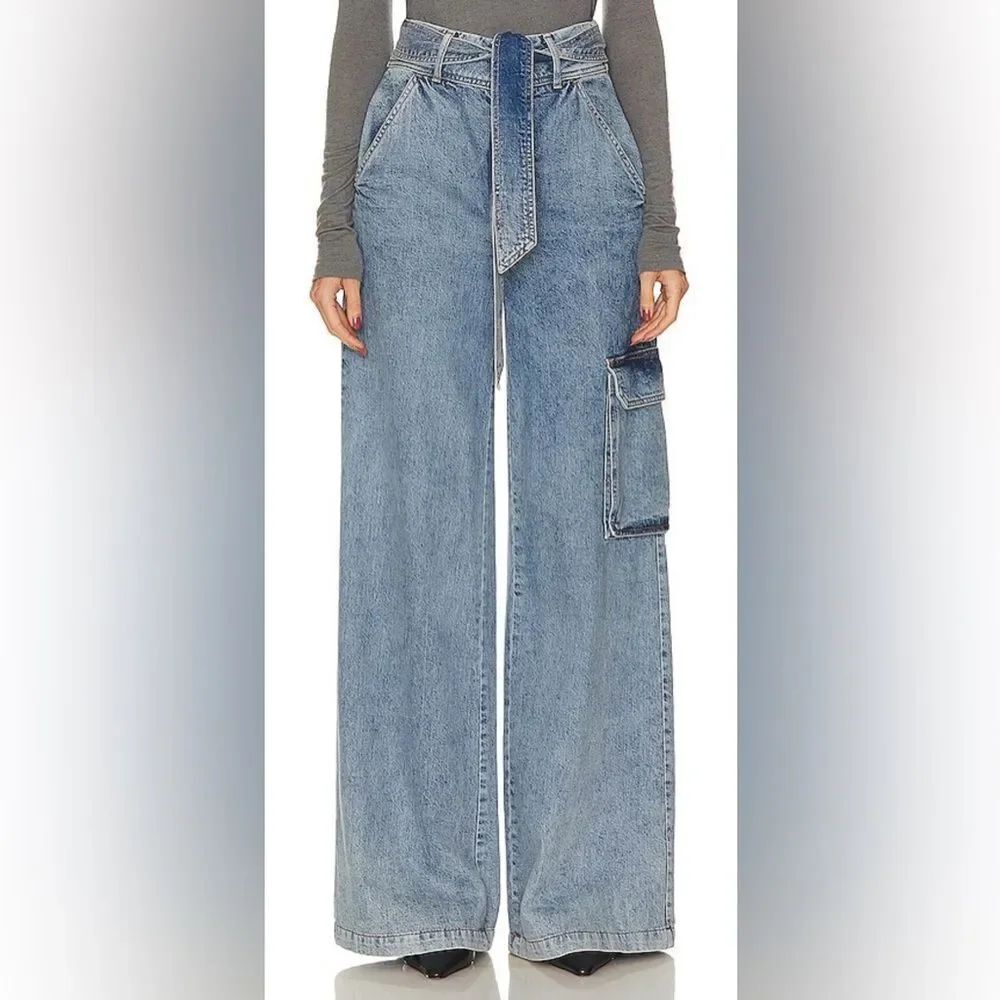 VERONICA BEARD Belisa high-rise cargo jeans Wide-Leg Blue Jeans size 27